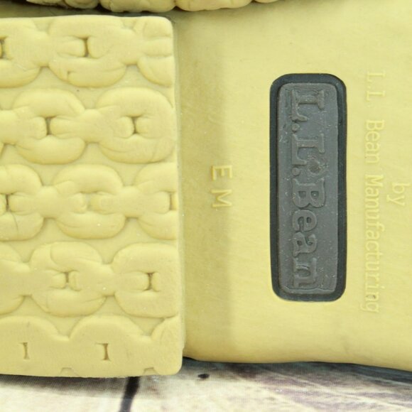 LL Bean Brown Leather 8" Lace Up Round Toe Unlined Ankle Duck Boots Size 9 M - Picture 9 of 10